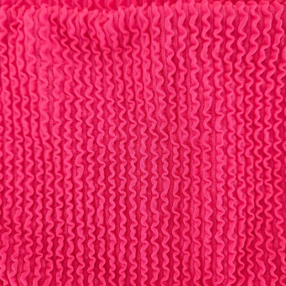 Womens Large Pink Ribbed High Waisted Bikini Set With Adjustable Straps - Picture 3 of 6